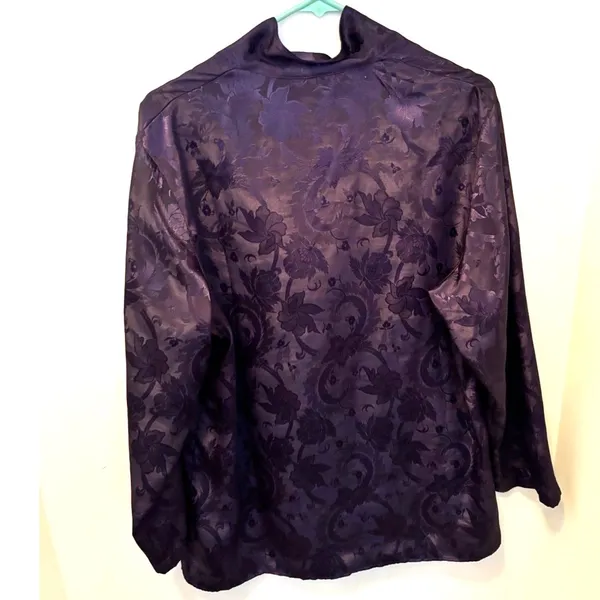 Victoria’s Secret Purple Satin Floral Button Blouse Size M Vintage - Image 6