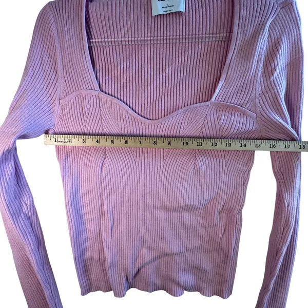 Old Navy Sweetheart Fit Ribbed Sweater Pink Knit L/S L Coquette Balletcore Y2K‎ - Image 6