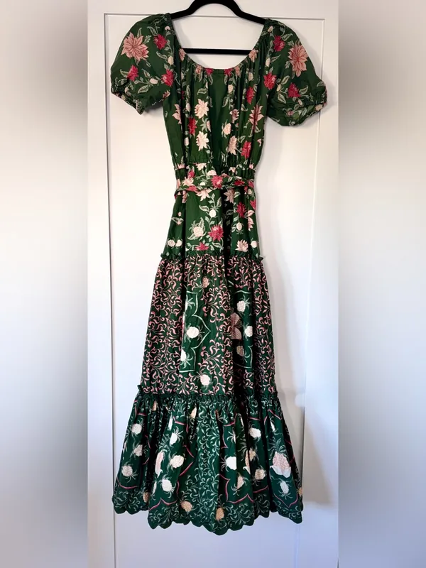 FARM Rio Green Pineapple Garden Organic Cotton Maxi Dress Size M - Image 7