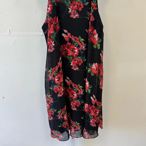 Betsey Johnson Black Floral Sleeveless Halter Mini Flowy‎ Romantic Dress Sz 10 - Image 4