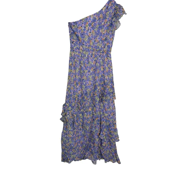 Shoshanna Lavender Purple Priya Floral Print One Shoulder Midi Cocktail Dress 0 - Image 8