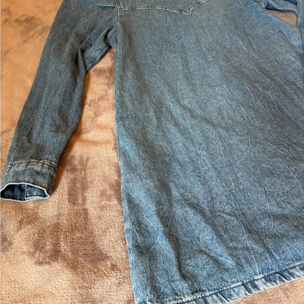 Free People Dress Womens 0 Blue Mini Denim Self Control Jean Puff Sleeve A Line - Image 9
