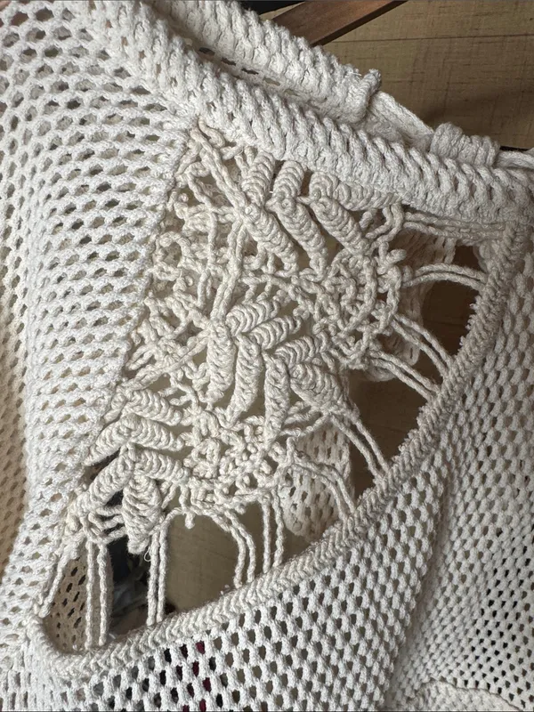 By Anthropologie Pearl Embellished Crochet Shrug Sweater Cream XS/S - Image 8