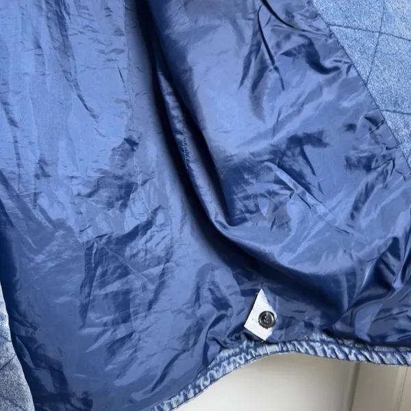 Vigoss Womens Cotton Denim Jacket L Blue Quilted Acid‎ Wash Shacket Western Boho - Image 6