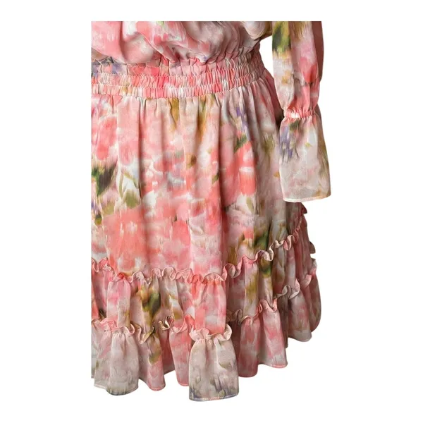 MISA Los Angeles‎ Danae Dress Women XS Pink Taza Floral Mini Off Shoulder Boho - Image 9