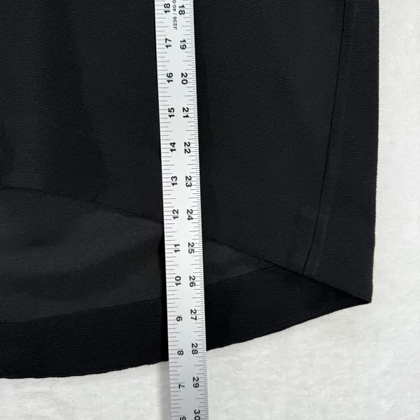 Madewell Black Top Leather Trim Short Sleeve High Low Hem Blouse Size‎ L - Image 3