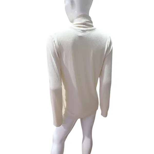 Madewell Ribbed‎ Turtleneck Long Sleeve Top Cream XL sweater knit - Image 3