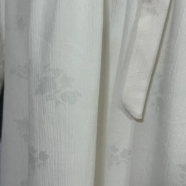 Fehrnvi Apparel White‎ Floral Jacquard Tiered Maxi Dress Long Sleeve Tie Neck M - Image 7