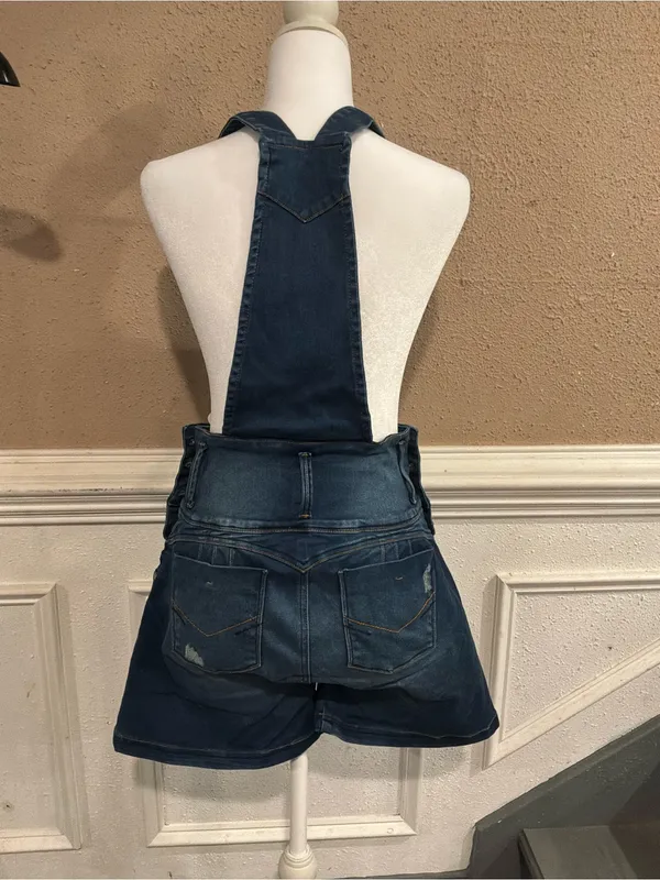 Colombian Denim Short Overalls Butt Lifting Blue Size undefined - Image 2
