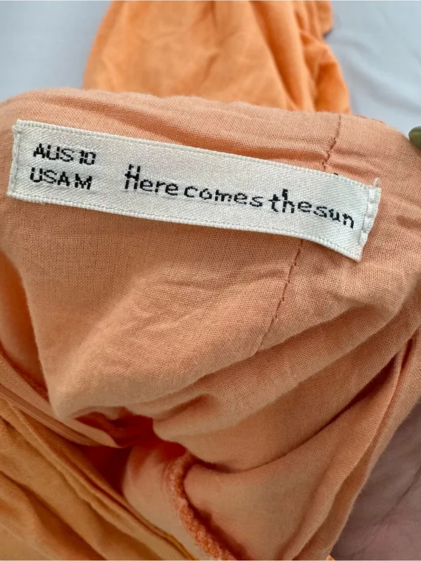 Hello Molly HOLDING ON MIDI DRESS ORANGE linen dress M here‎ comes the sun - Image 5