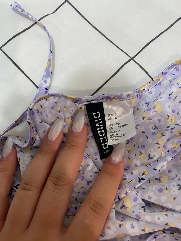 H&M purple floral satin lace mini slip dress - Image 5