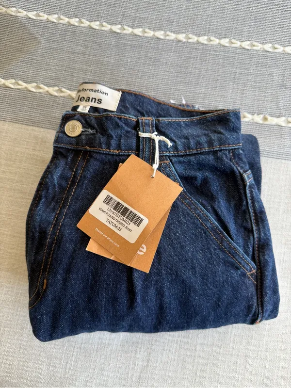 Reformation Miami Pleated Trouser Jeans size 25 Darkwash High Rise Wide Leg - Image 8