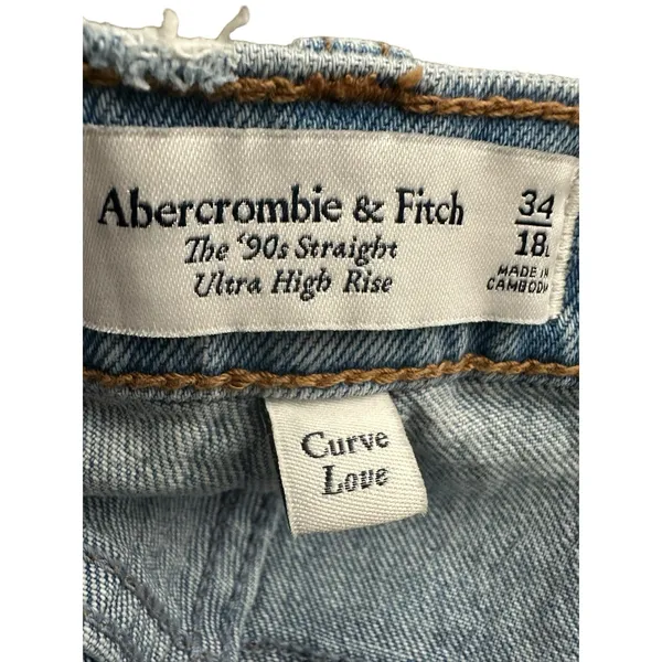 Abercrombie Fitch Jeans 34/18L The 90's Relaxed Ultra High Rise Curve Love CD1-8 - Image 2