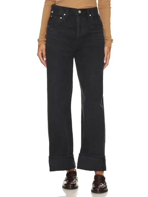 NWT Citizens of Humanity Ayla in Viola Black Baggy Cuffed Crop Jeans 24 - Image 3