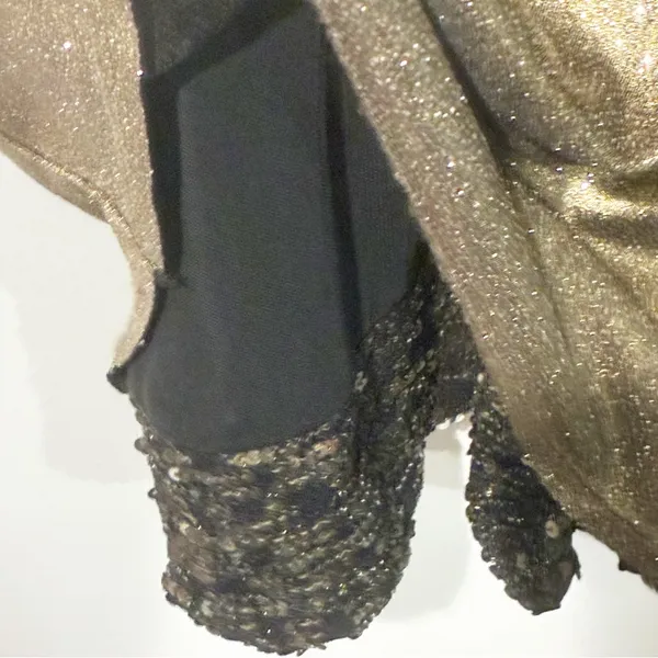 Alice + Olivia Size Large Estelle Gold Mock Neck Dress‎ Sequin Trim - Image 6