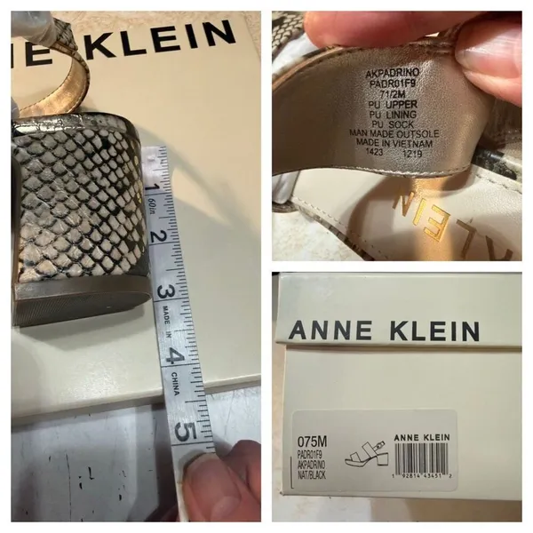 Anne Klein faux leather snakeskin block heel sandals Sz 7.5 NIB - Image 8