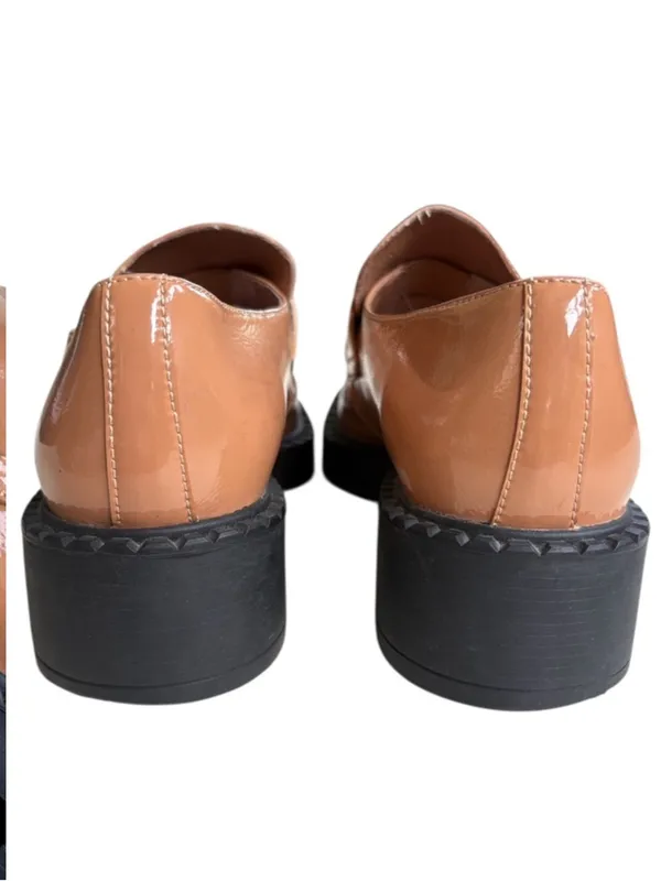 EUC Jeffrey Campbell Leather Librarian Loafers Tan Patent Size 9.5 - Image 5