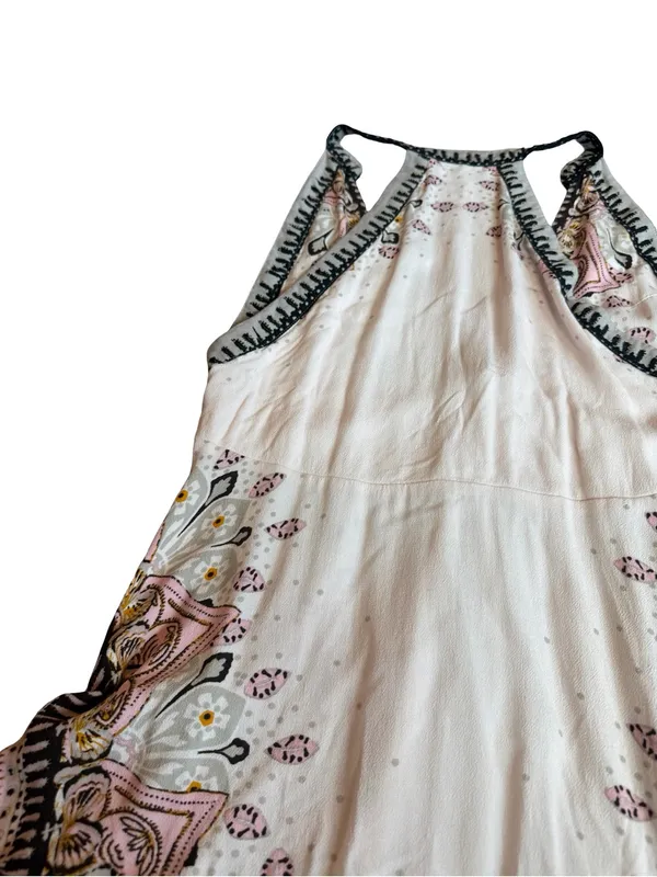 Free People Pink Black Boho Paisley Halter Mini Dress Sleeveless Small Women's - Image 10