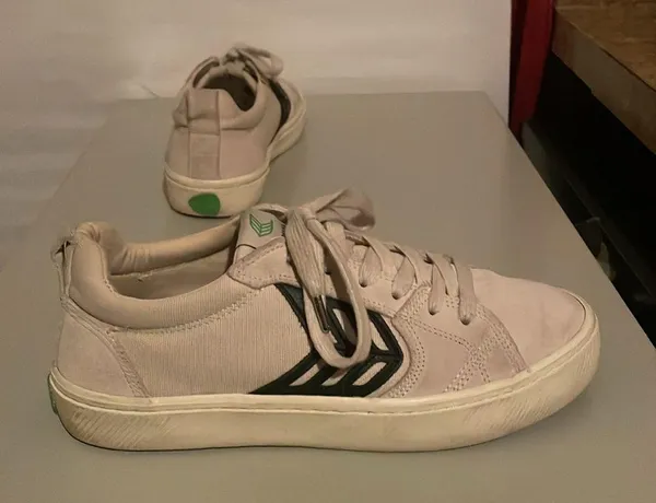 CARIUBA CATIBA Pro Ivory Black Organic Canvas Leather Sneakers $118 EUC Wmn 8 - Image 4
