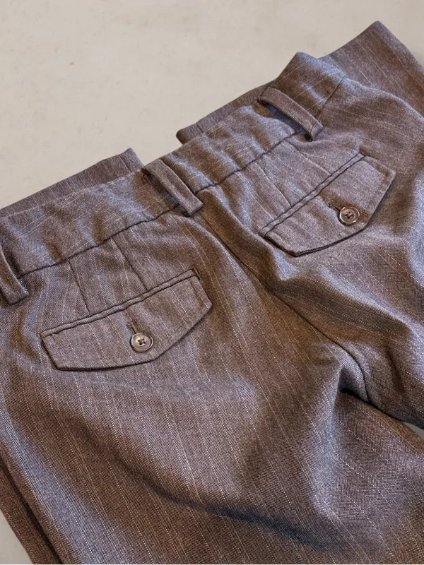 GAP Career Pinstripe Trousers Brown Curvy Fit Stretch Size 1 Regular - Image 8
