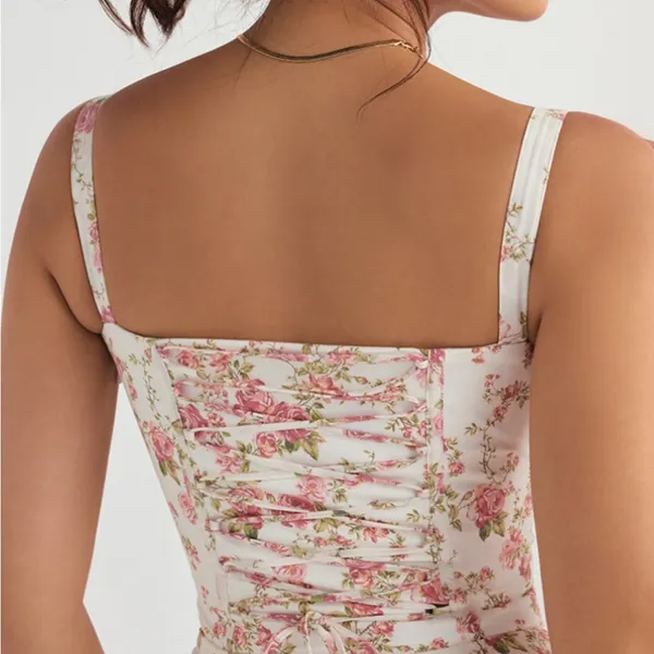 COPY - Carmen Print Bustier Dress Rose Color/Pattern - Image 2