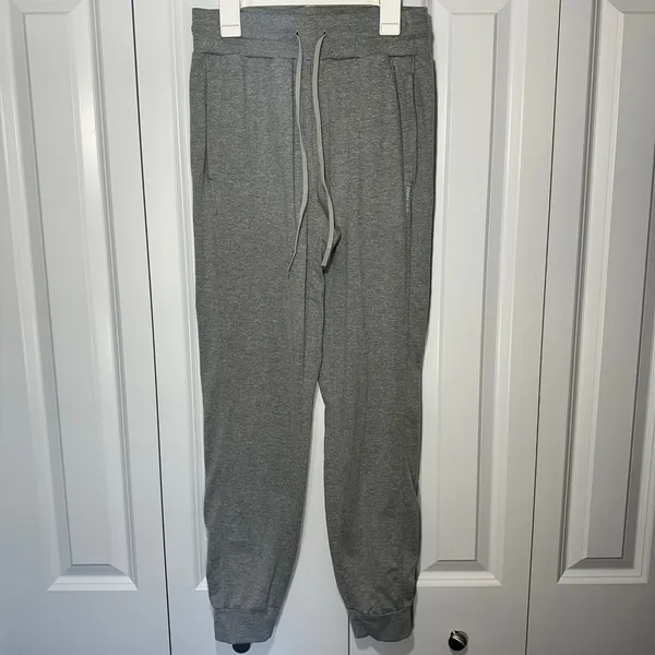 Fabletics Cloud Jersey Joggers Women Small Gray Drawstring Lounge Gym Pockets - Image 2