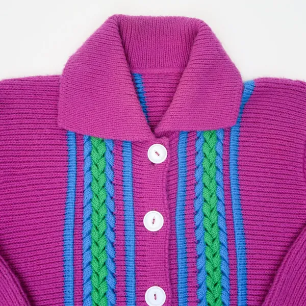 Vintage 70s Purple Collared Cardigan Sweater - Image 7