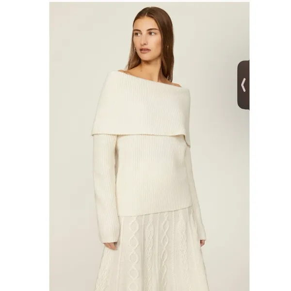 POLO RALPH LAUREN Off-White Wool Cashmere Blend Off Shoulder Sweater size Small - Image 4