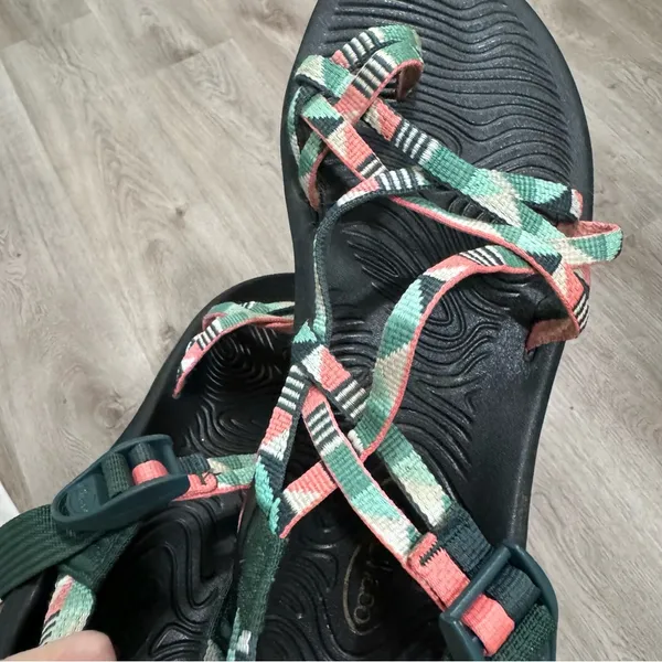 Chaco Women’s Ecotread Dual Strap Sandals 7 Green Pink Outdoor Hiking Summer - Image 6