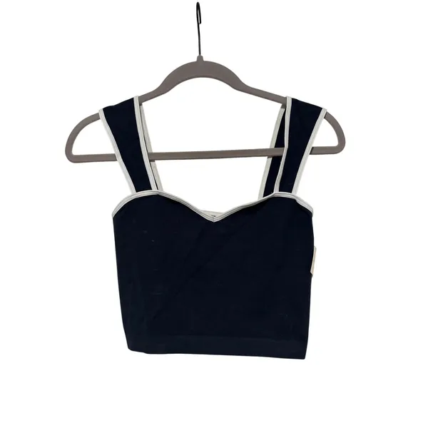 Anthropologie Navy Blue Crop Tank Top S/M - Image 2