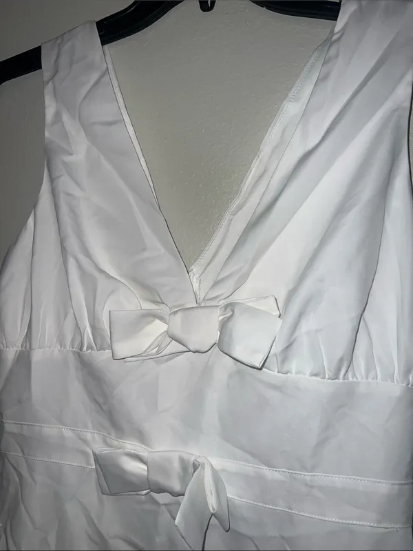 Corset Cute Bow Decor V-Neck A-Line Ruffle Mini Dress, Vacation, Date, Romantic - Image 6