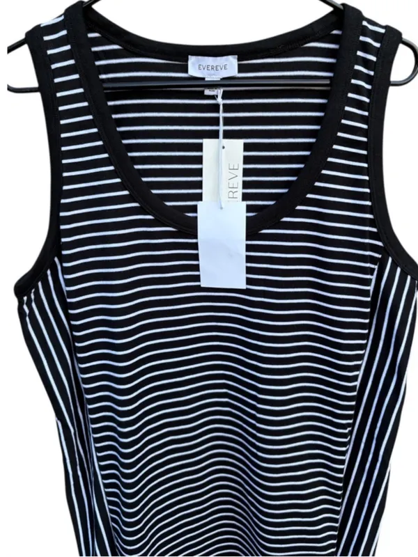 NWT EVEREVE CHARLIE Scoop Neck Pima Cotton Dress Stripe Large Retail $98.00 - Image 2