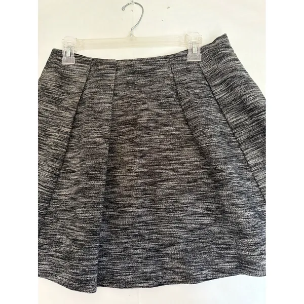 Madewell Pleated Mini Skirt Black White Space Dye Tweed Pockets Chic Size 8 - Image 10