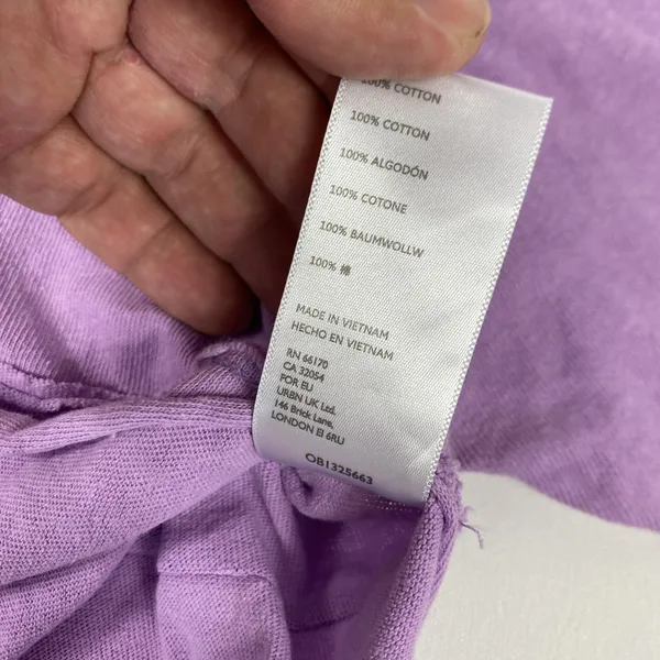 Urban Outfitters‎ Shirt Womens XS Purple Henley Long Sleeve Raw Hem Cropped - Image 2