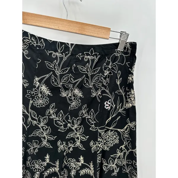 Ann Taylor Loft Womens Black Floral‎ Skirt Beaded Skirt Women Sz 10 Dark Fairy Dainty Y2K - Image 4