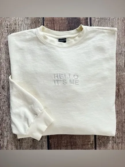 Adele Hello It's Me Crewneck Sweatshirt Official Concert Merch Bone White Medium - Image 6