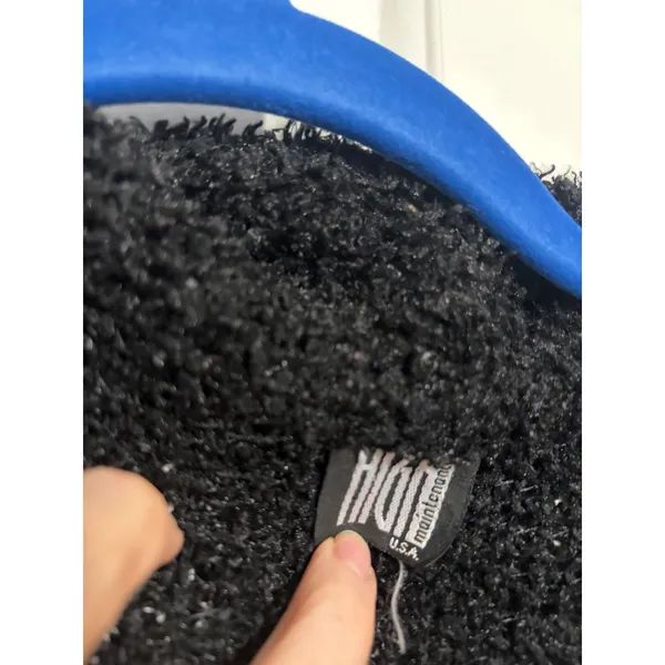 High‎ Maintenance Sweater Popcorn Knit Black Collared Fuzzy V-Neck Y2K Small - Image 4