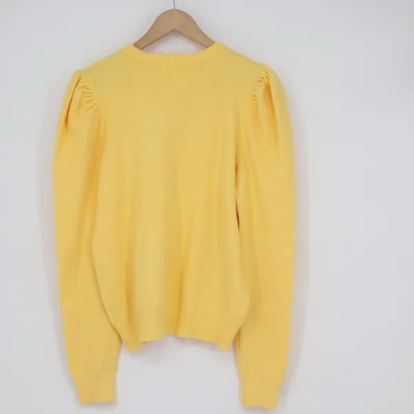 &merci Yellow Puff Shoulder Long Sleeve Crew Neck Knit Sweater Large KLJ0574 - Image 6