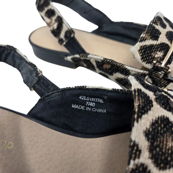 Chic Topshop Leopard Print Slingback Almond Toe Gold Horsebit - US 7 - Image 3