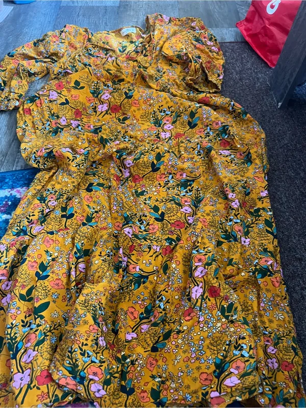 Natural Life Phoebe Maxi Dress Gold Yellow Boho Floral Women’s M oversized - Image 9