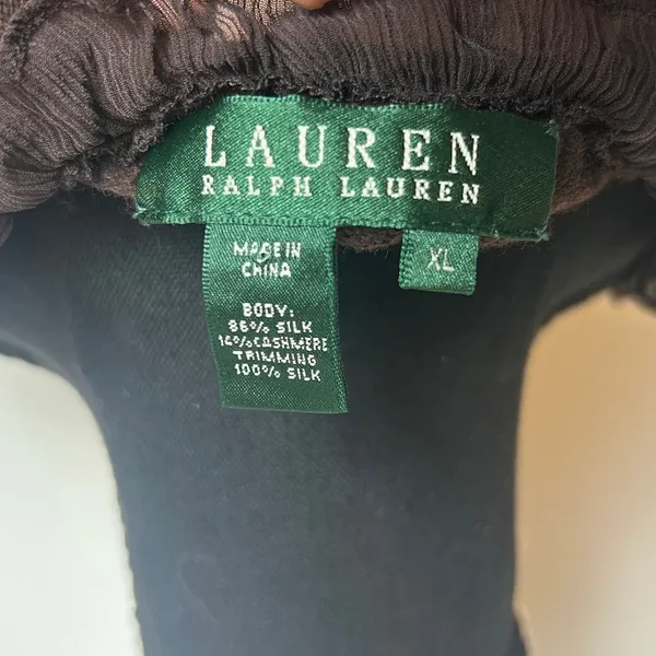 Lauren Ralph Lauren Cashmere Silk Sweater XL Brown Lightweight Luxe - Image 5