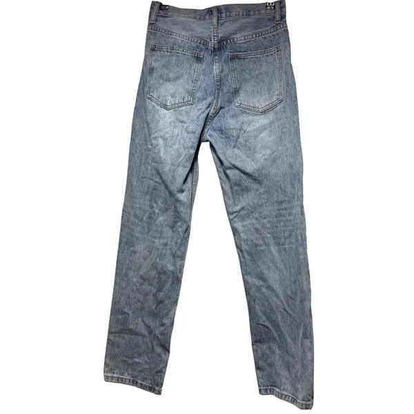 Princess Polly Asymmetric Waist High Rise Straight Leg Jeans‎ Size 4 Blue Denim - Image 2