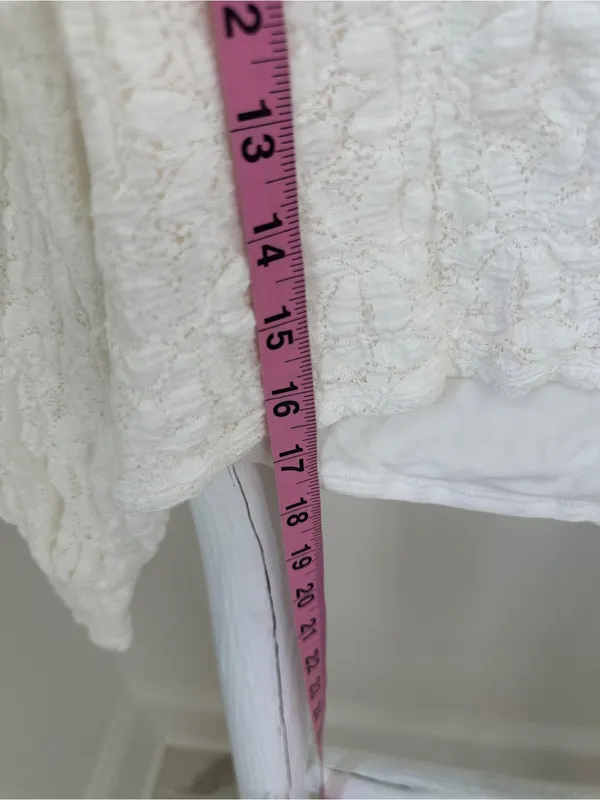 Free People Jasmine Tea Time Cream Textured Puff-Sleeve Knit Top Keyhole Back - Image 12