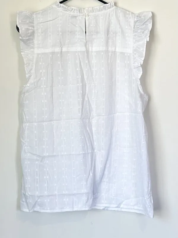 NWT J. Crew White Flutter-Sleeve Cotton Clip Top - Size: Large - Image 7
