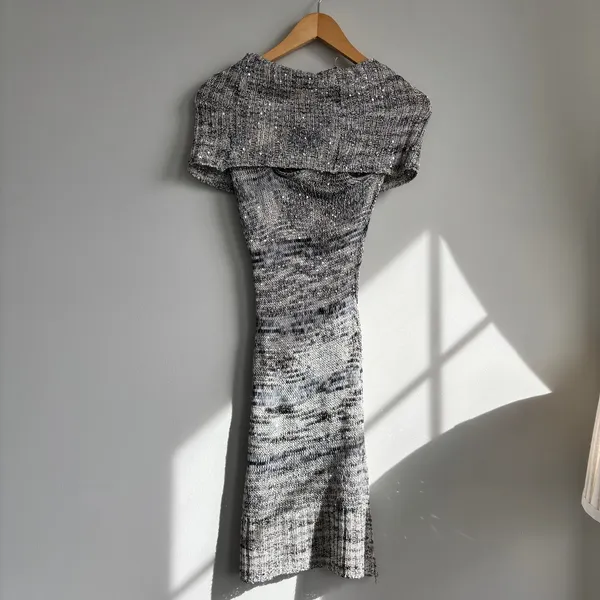 Y2K Vintage Arden B Sequin Dress Knit Tunic Whimsigoth Fairy 2000s Cowl Neck XS - Image 15