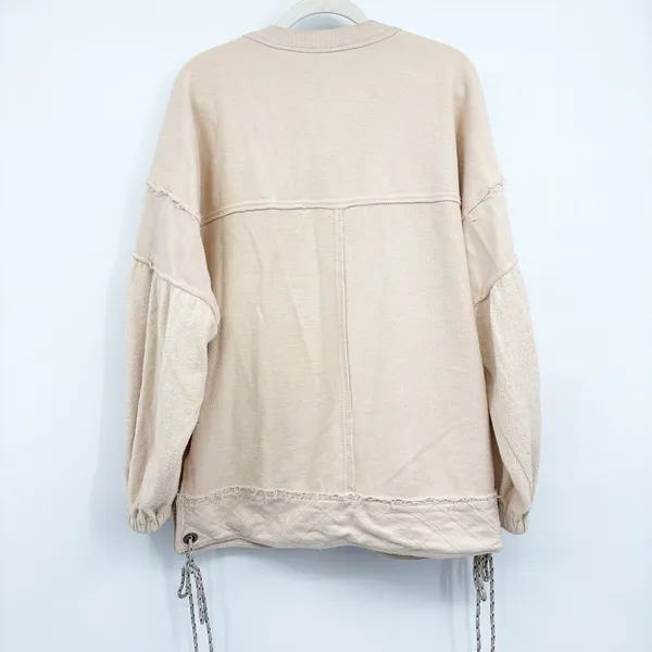 Pilcro Anthropologie Womens Beige Quilted Raw Hem Boho Button Front Shacket S - Image 10