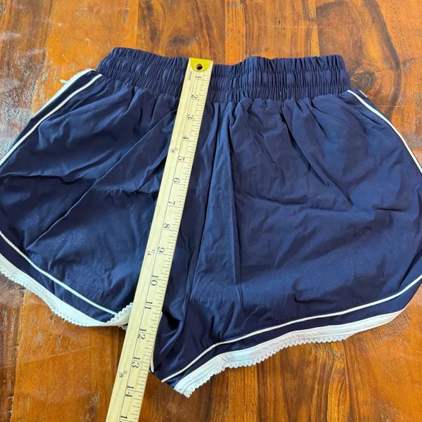 Kimberly C Navy Blue Lace Trim Athletic Dolphin Shorts Small Drawstring Sporty - Image 7