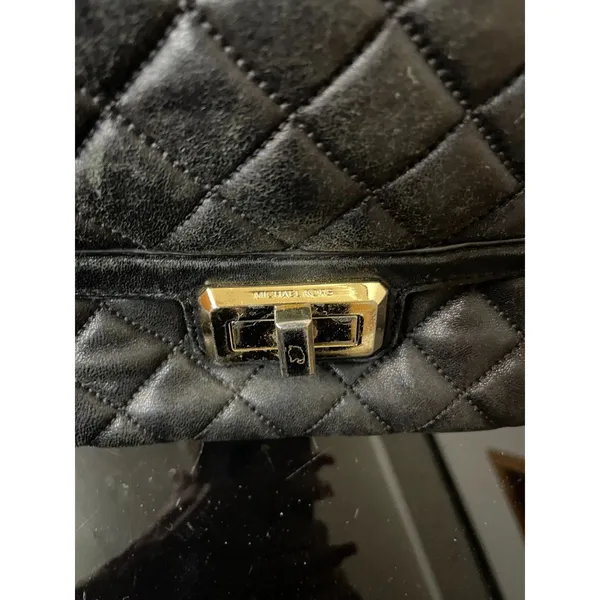 Michael Kors Black quilted Part Chain Strap Shoulder bag Crossbody Gold Plate - Image 4