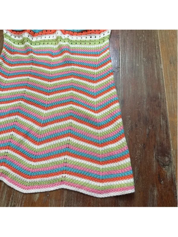 Crave Fame XL Rainbow Chevron Crochet Knit Mini Dress - Image 4