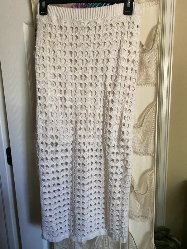 Crochet Sweater Set White - Image 3